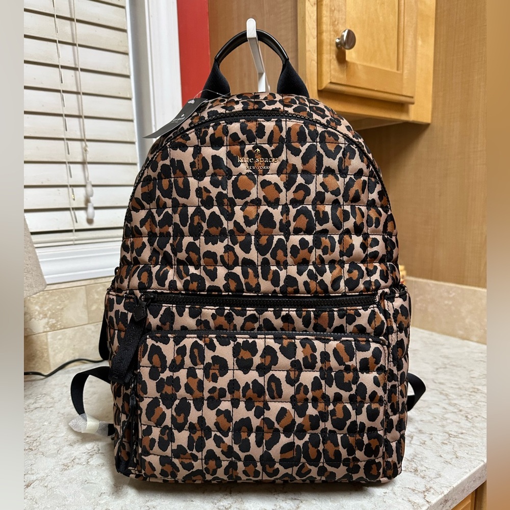 #71. Kate Spade Camden Quilted Large Spotted Leopard Backpack, New with Tag
